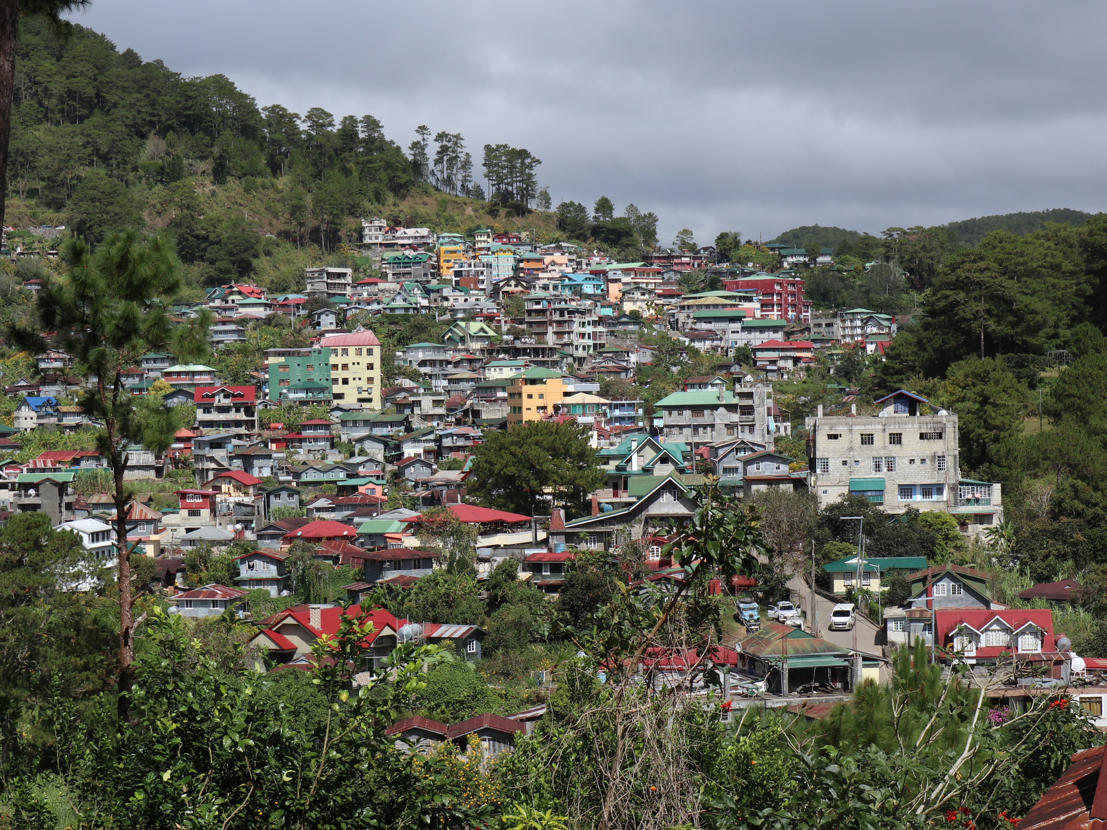 Sagada town nestled in the pine-covered mountains of Mountain Province