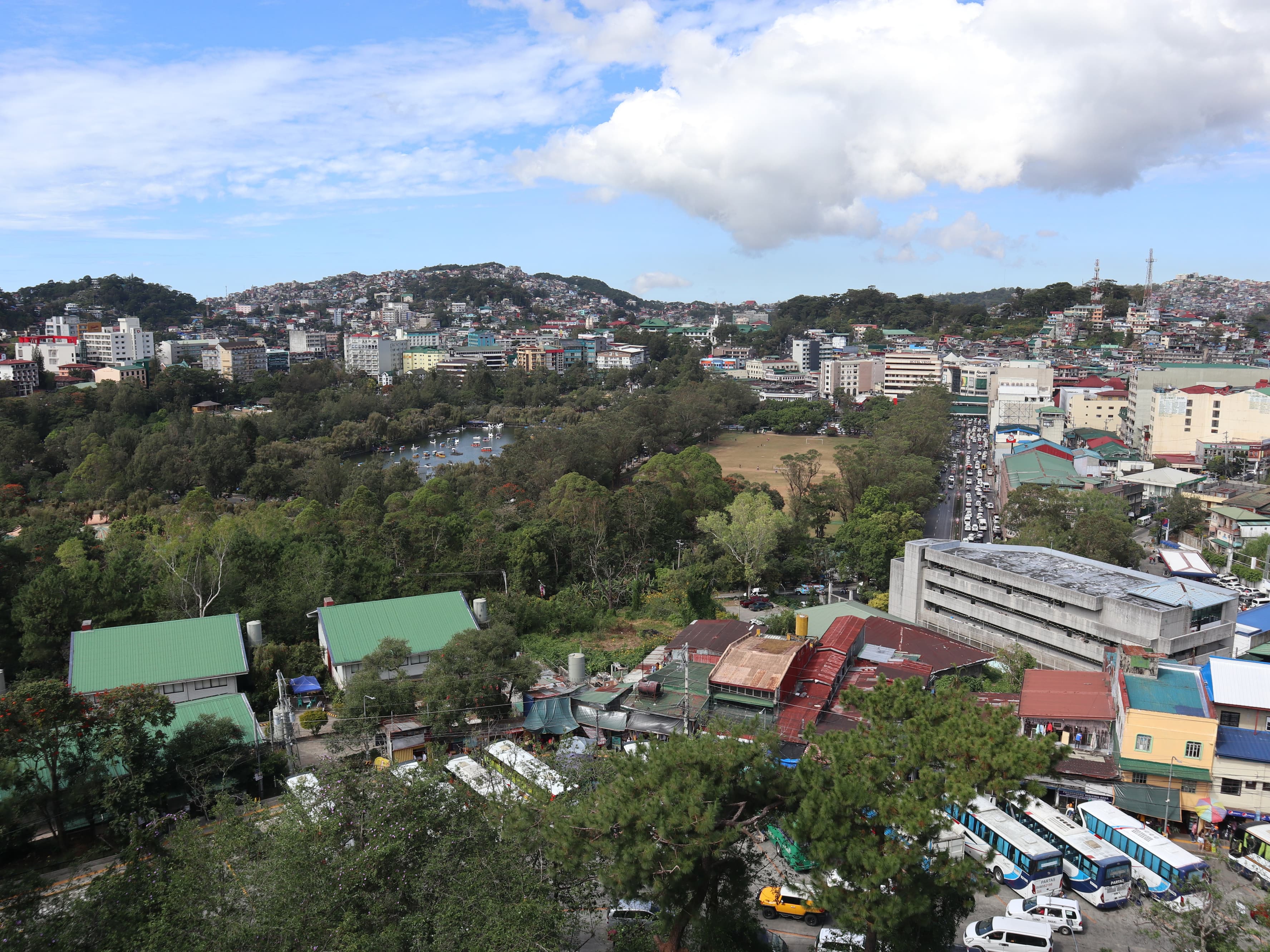 Aerial view of Baguio City overlooking Burnham Park